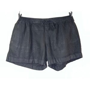 Old Navy Womens XL Black Linen Blend Drawstring Elastic Waist Shorts Cuffed Hem